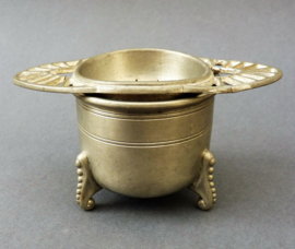 Jugendstil pewter tea strainer with drip tray