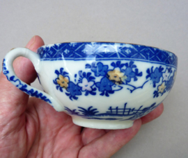 Japanse Meiji blauw wit transferware porseleinen kop en schotels