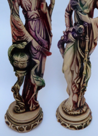 Wony Ltd Mid Century resin statues Asian man and woman