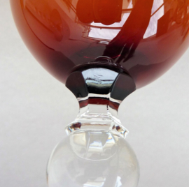 Crystal wine glass with amber bowl - set of six