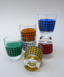 Luminarc Mid Century plaid liqueur glass set