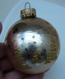 Vintage Krebs Lauscha kerstbal rose goud 6,5 cm