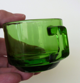 Vereco France green glass coffee cups with saucer