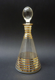 Mid Century glass golden stripes decanter