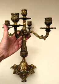 Art Nouveau bronze five armed candlestick