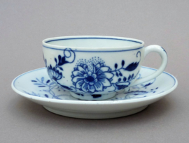 Antique Dutch Louis Regout Blue Onion cup with saucer