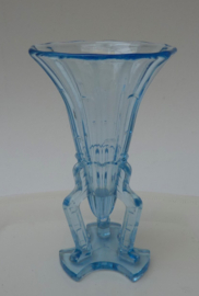 Rosice blauw glazen Art Deco raket vaasje