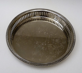 Silver plated tray with reticulated gallery