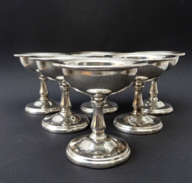 International Silver Company Art Deco hotelware verzilverde ijscoupe  - set van vijf