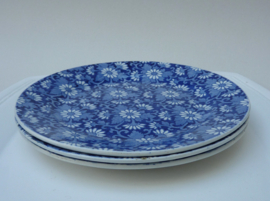 Sarreguemines faience dessertbordjes blauw witte bloemen