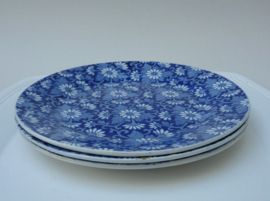 Sarreguemines faience dessert plates blue white flower print