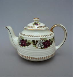 Sadler England creamware teapot white and red roses