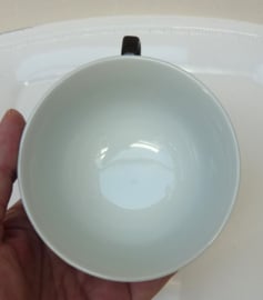 Chinese Jingdezhen black Millefleurs porcelain cup with saucer