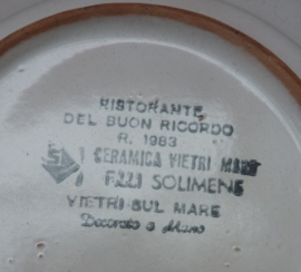 Solimene Vietri piatto Buon Ricordo Bastianello al Molo Roma 1983