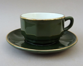 Apilco Flora cafe au lait cup with saucer green Vert Empire