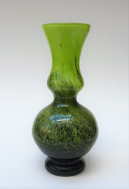 Empoli Vetreria di Borgonovo opaline lime green black glass vase