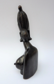 Handgesneden ebbenhouten buste Afrikaanse vrouw