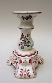 Faience candlestick decor Strasbourg attr Henri Chaumeil