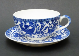 Japanse blauw witte Phoenix ware porseleinen kop en schotel