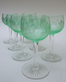 Dutch diamond and fan cut crystal rhine wine glasses Kristalunie Graziella