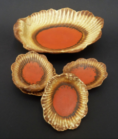 Mid Century keramische oester coquille set