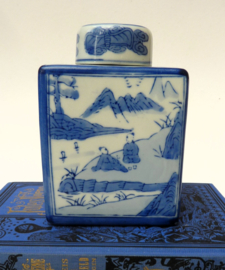 Vintage Blauw Wit Chinees porseleinen theebus