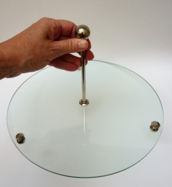 Dienschaal Kaasplateau verzilverd en glas