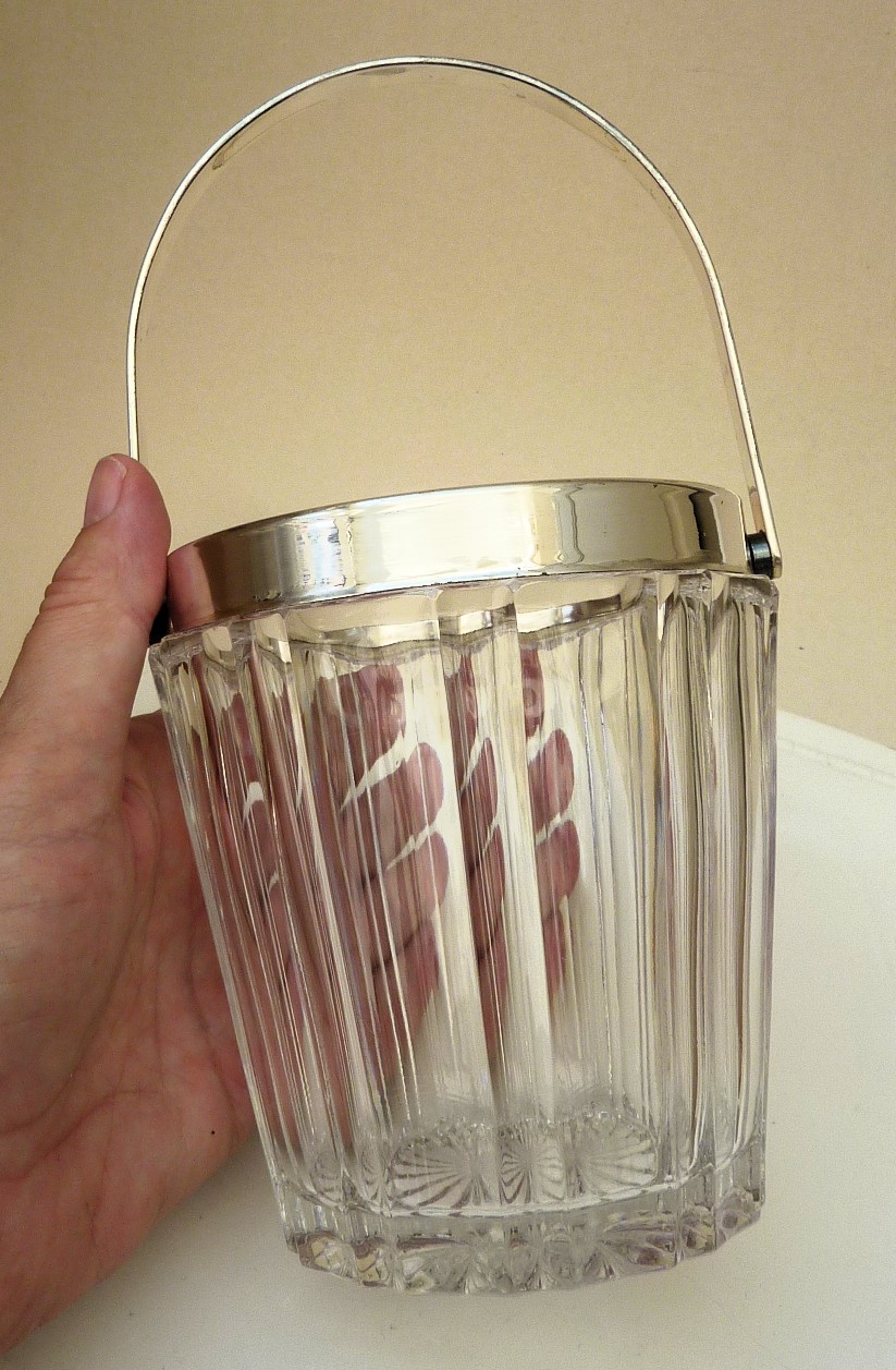 Persglazen ijsemmer met verzilverd montuur