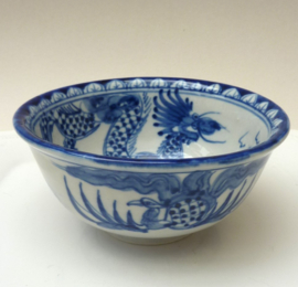 Vietnamese blue and white porcelain bowl Phoenix and Dragon