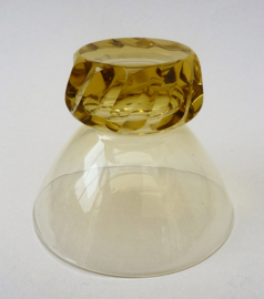 Art Deco amber kleurige kristallen likeur coupes