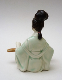 Shiwan Artistic Ceramic Factory porcelain figurine harp playing Geisha