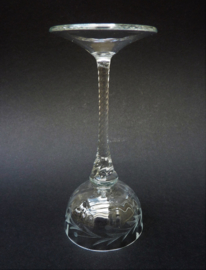 Murano etched liqueur glass with twisted stem