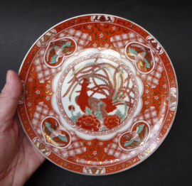 Japanese Kutani porcelain Bird of paradise plates