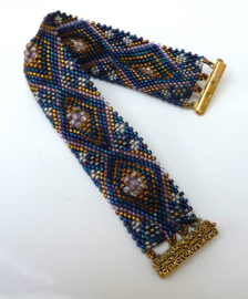 Sixties boho style geweven glazen kralen armband 