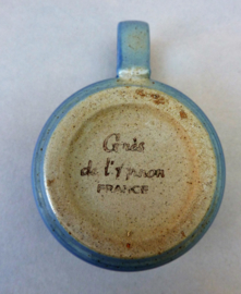 French Gres de Arnon blue grey salt glazed stoneware coffee cup