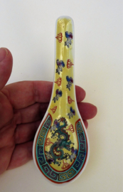 Chinese yellow porcelain dragon spoon