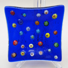 Murano Millefiori blauw glazen schaaltje