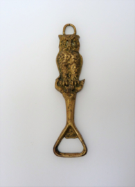 Antique brass owl bottle opener 