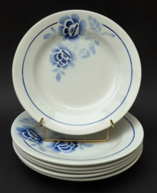 St Amand faience dinerborden kobalblauwe bloem