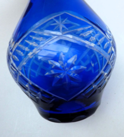 Bohemian blue crystal cut to clear decanter