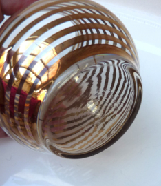 Mid Century gold striped glass lidded jam jar