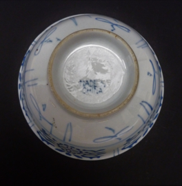 Vintage Chinese blauw wit porseleinen Min Yao kom