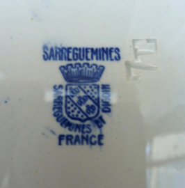Sarreguemines faience dessertbordjes blauw witte bloemen