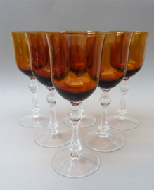 Crystal wine glass with amber bowl - set of six