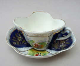 Antique Schney Bremer und Liebmann quatrefoil porcelain cup with saucer