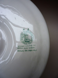 Moulin des loups green white faience scallops oyster plate