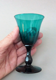 Engels blauw wijnglas tulpmodel vroeg 19e eeuw
