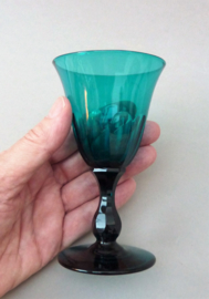 Georgian Peacock Blue wine glass tulip bowl baluster stem