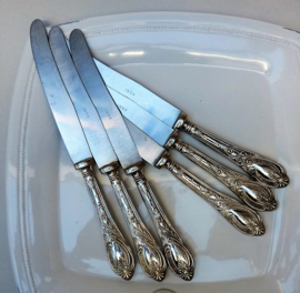 Achille Princet antique French silver plated table knives Rococo style