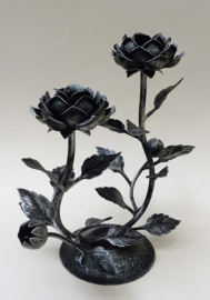 Wrought iron blooming roses candlestick